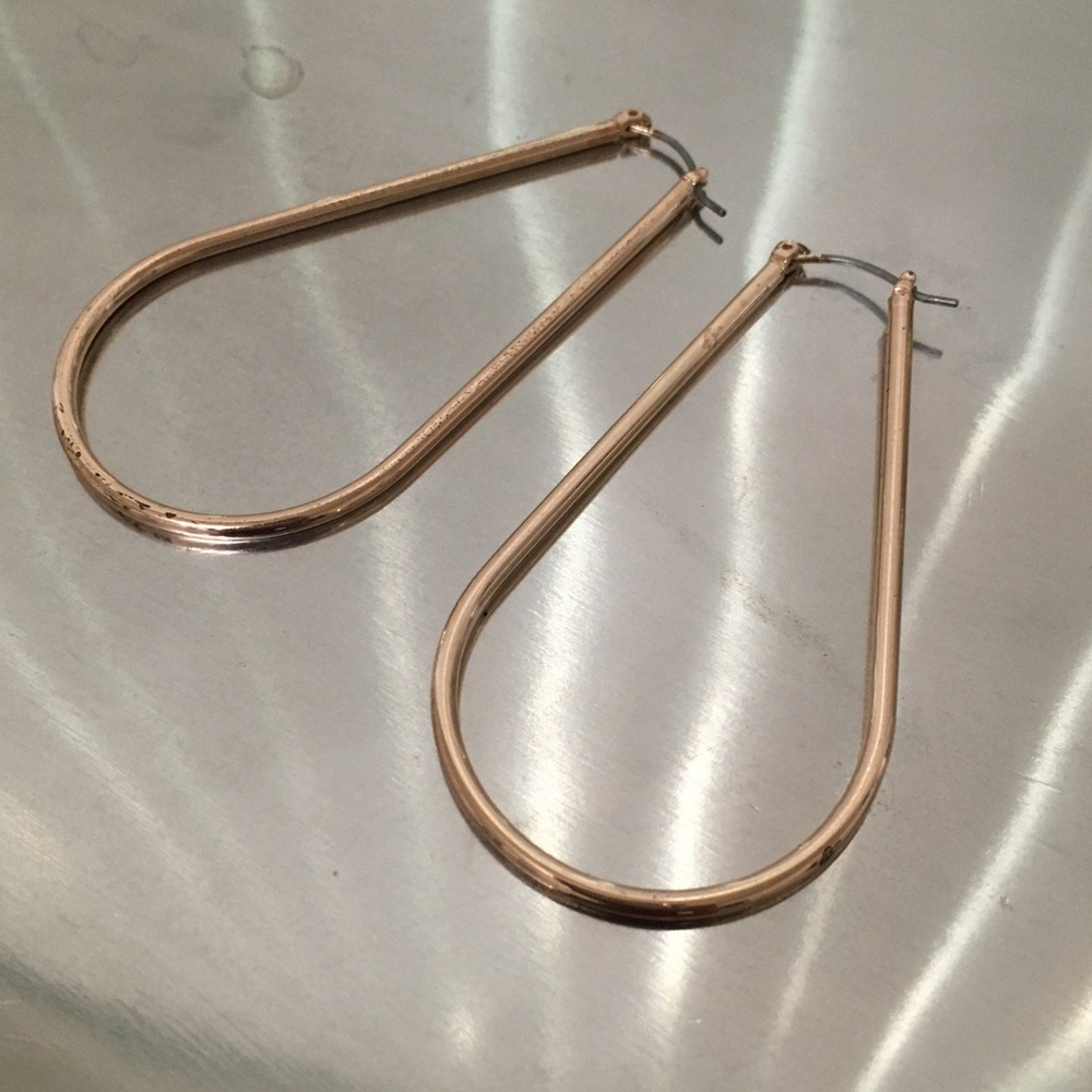 Rose Gold Rounded Drop Hoops - Picture 2 of 10